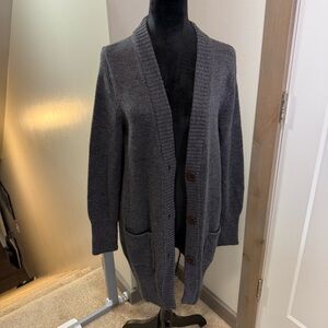 Eddie Bauer 100% Merino Wool Charcoal Grey Button Front Oversize Cardigan Knit L